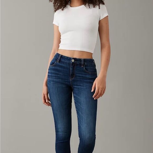 American Eagle Next Level Stretch JEGGINGS Dark Waves 14 X-Long NWT IN PKG - Picture 1 of 6